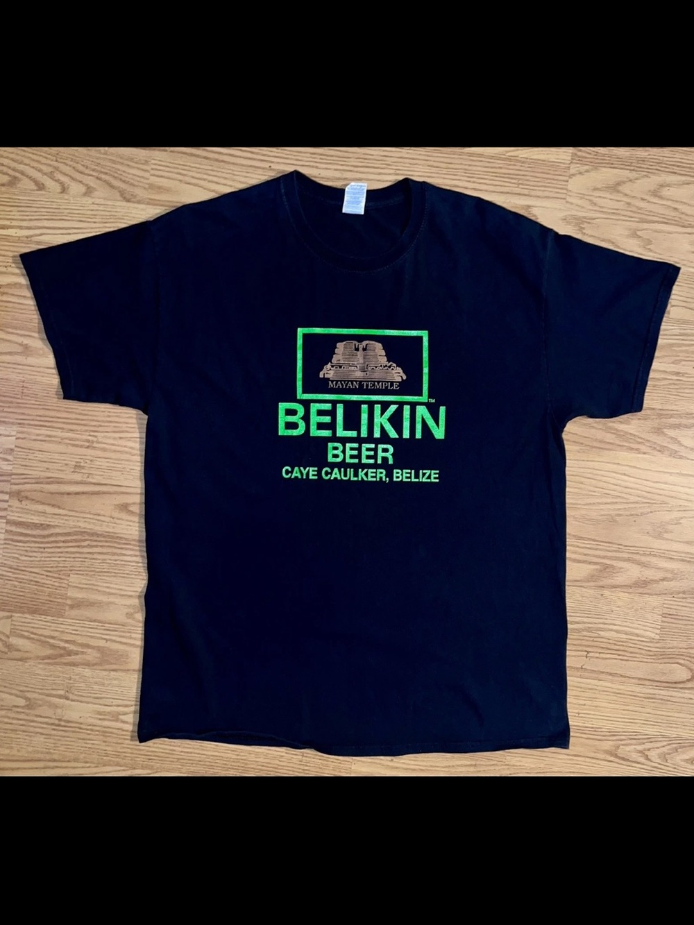 Belikin Beer Shirt Mens XL Black Caye Caulker Belize Mayan Temple Graphic Tee